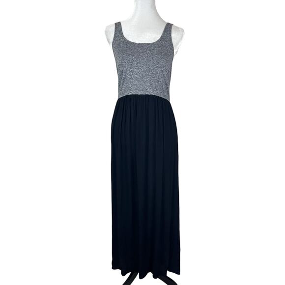 LOFT Gray and Black Sleeveless Maxi Dress Size Medium Petite - Picture 1 of 5